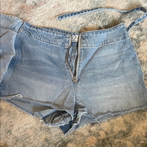 We The Free Light Blue Jean Wrap Shorts - Picture 2 of 4